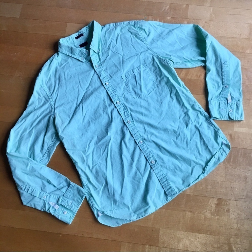 J Crew Slim, 100% Cotton, Button Down Shirt, Pastel Mint Green, Size XL